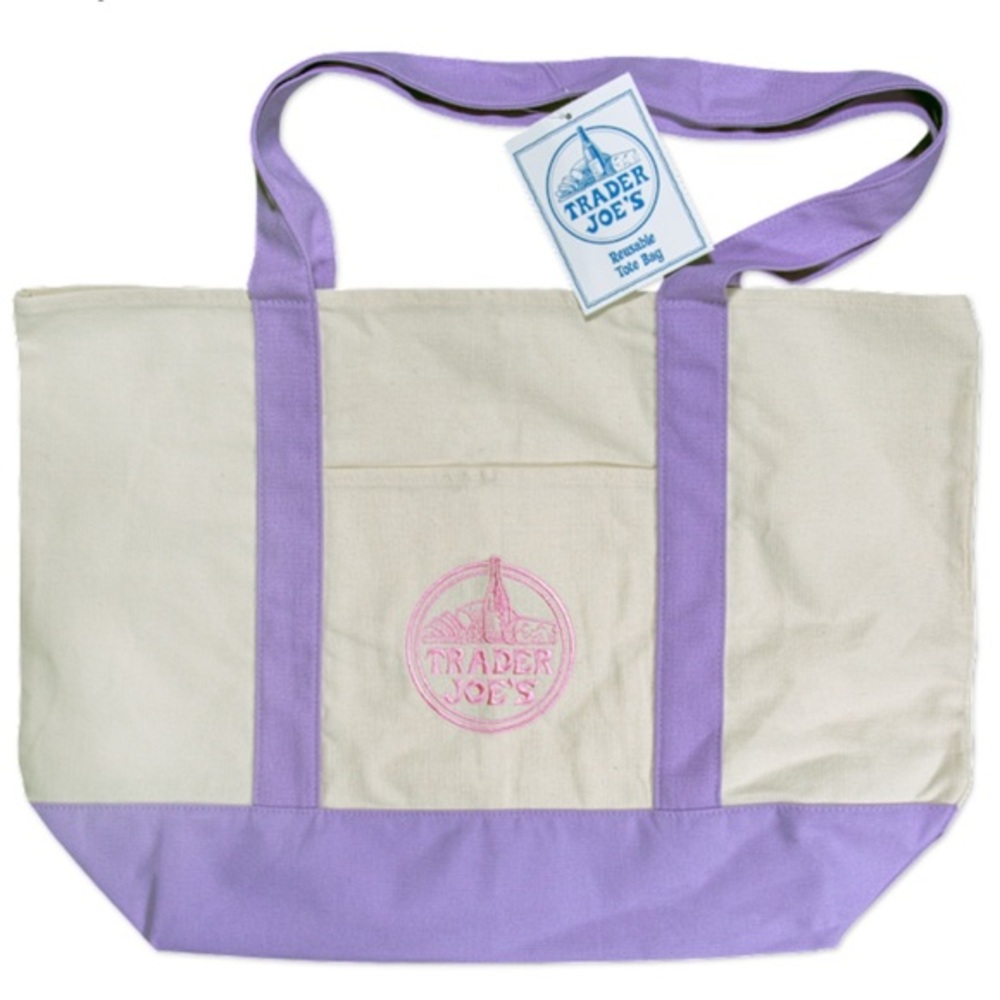 NWT TRADER JOE'S Large Canvas Tote New Release Easter Spring Hard To Find !!!!